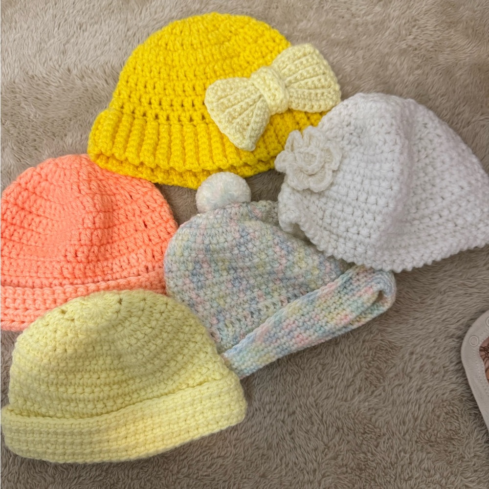 Colorful Knitted Baby Hats Set